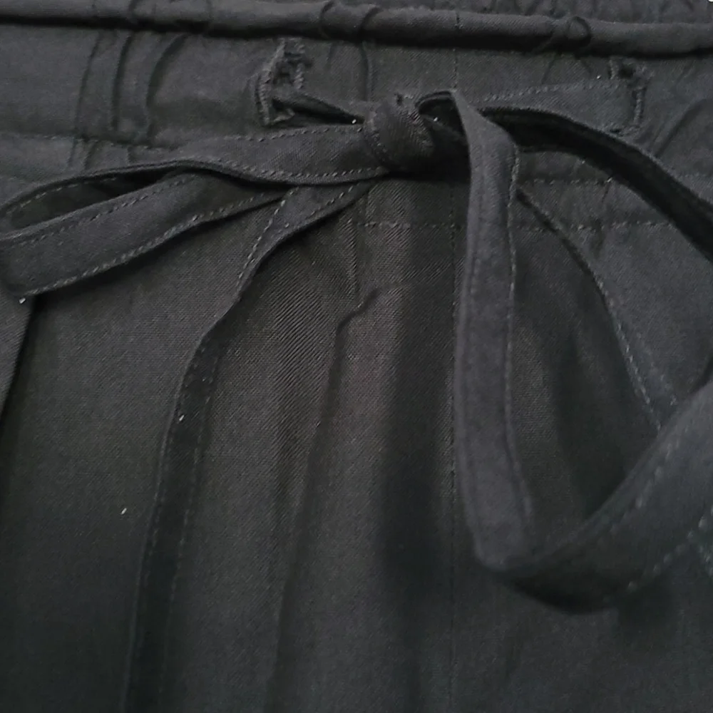 BLACK SILK WIDE LEG PANTS - Picture 3 of 3